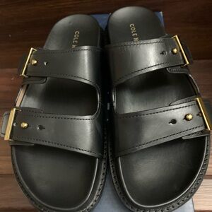 New Cole Haan Women's Marisol Footbed Sandal Black LTR Size 6
